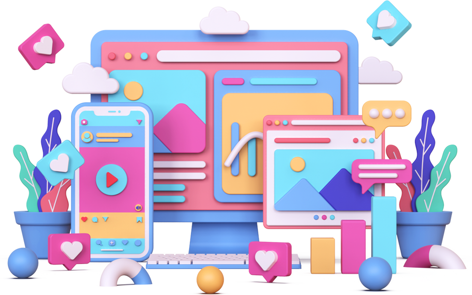 Social Media Networking 3D Illustration